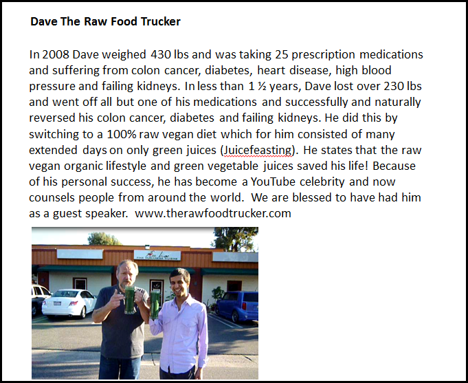 Dave The Raw Food Trucker and Doctor Ali Amiri Drinking Green Juice.
