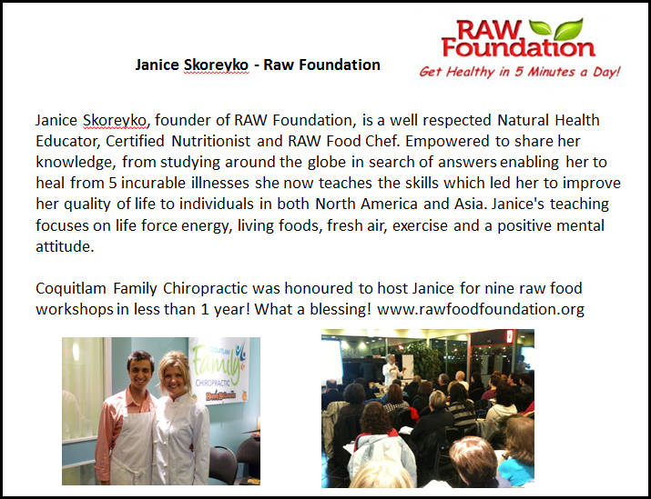 Janice Skoreyko sharing her knowledge about nutrition and raw food.