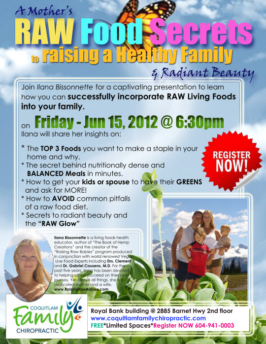 Ilama Bissonnette presentation night about learning how to successfully incorporate raw living foods into families.